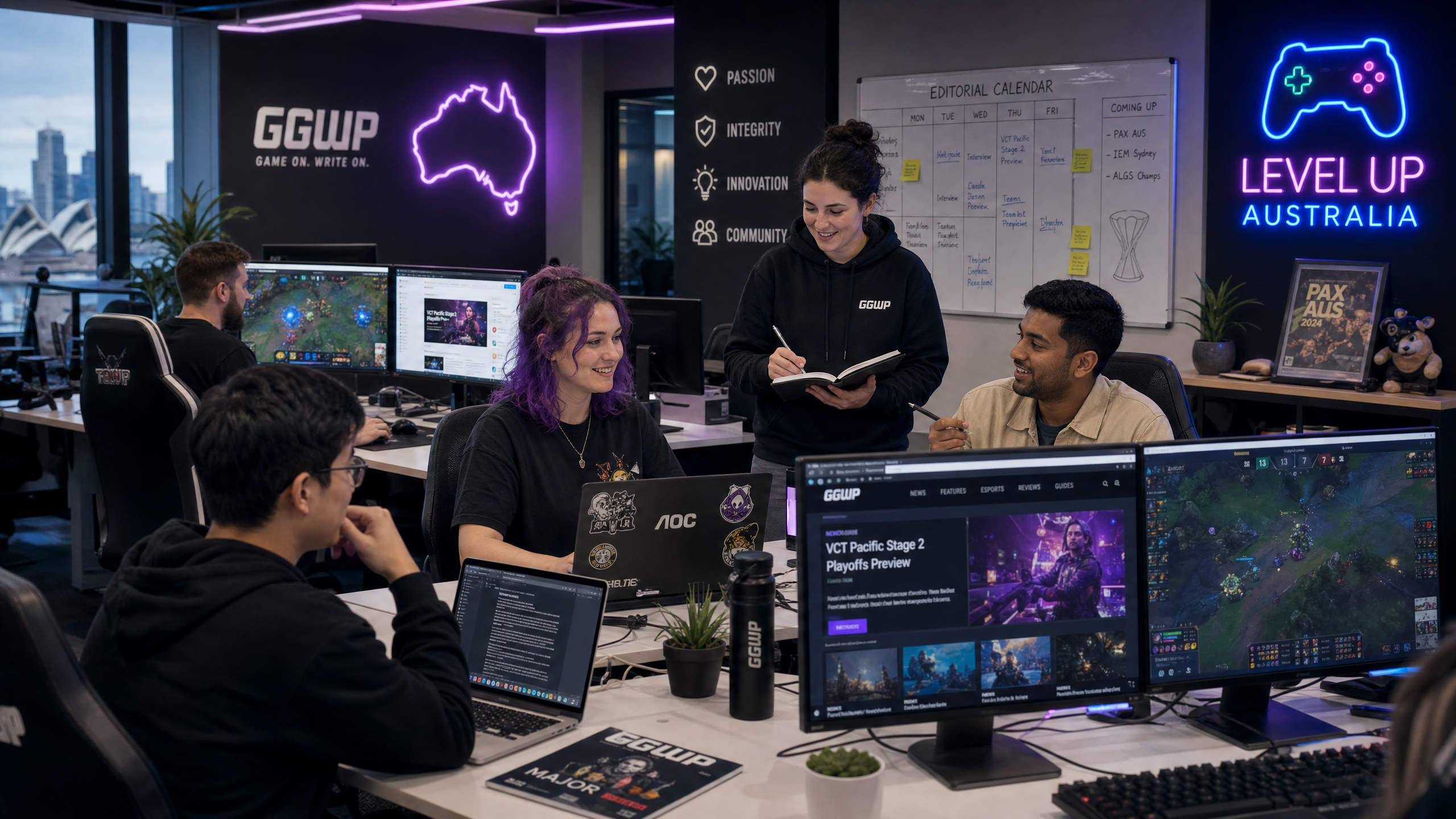 LuckyReeles team in Sydney office
