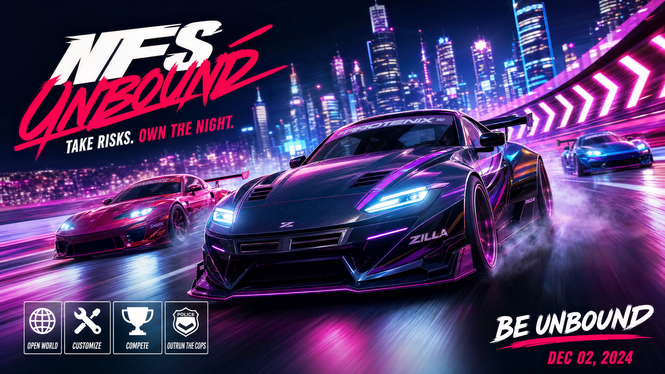 Racing game neon cars